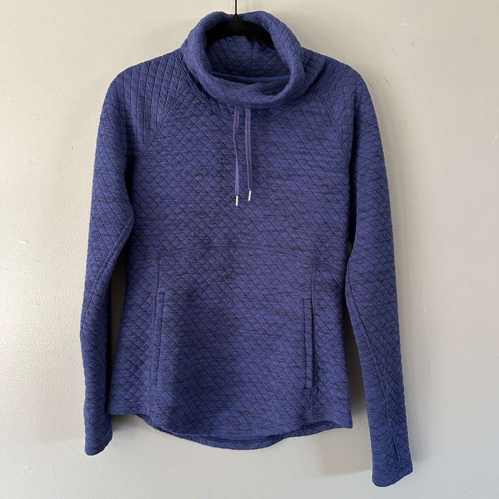 Marmot Blue Quilted Cowl Neck Pullover‎ Sweatshirt